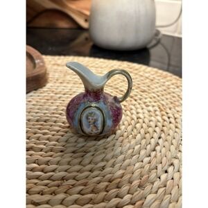 Vintage Victorian Nopcrest Porcelain Miniature Pitcher Portrait pinky blue boy